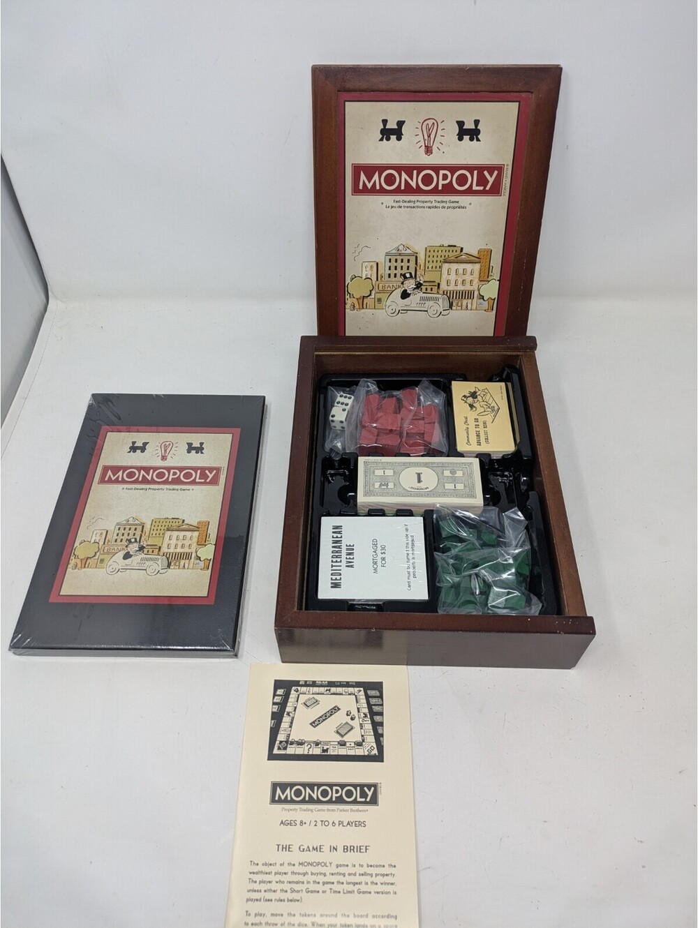 Monopoly Vintage Game Collection Wooden Bookshelf Box Set 2016 Complete